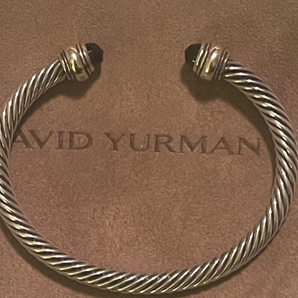 David Yurman Cable Classic Silver Bracelet with Black onyx and gold.